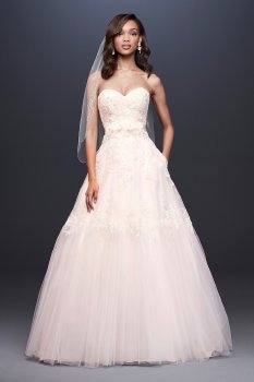 Lace Ball Gown Wedding Dress with Banded Skirt WG3933