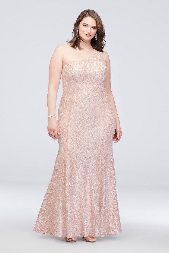 Elegant One Shoulder Allover Lace Sheath Dress 21830W [MR21830W]