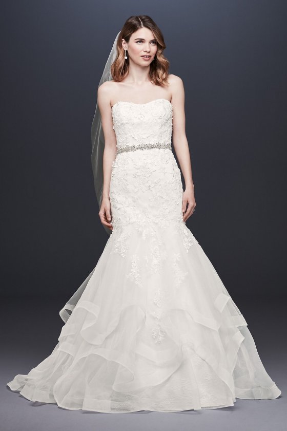 Appliqued Tulle-Over-Lace Mermaid Wedding Dress WG3938 [WG3938]