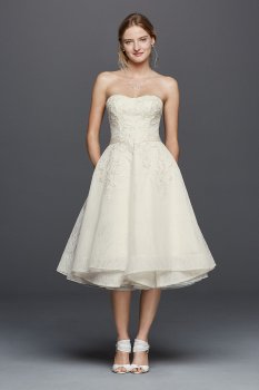 Short Strapless Lace Wedding Dress CWG742