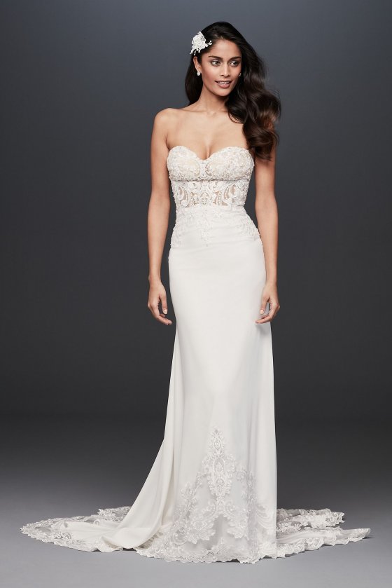 Sheer Beaded Bodice Lace Wedding Dress SV830