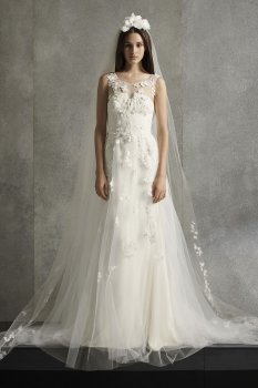 Sleeveless Long VW351501 Style Punched Floral Bridal Dress