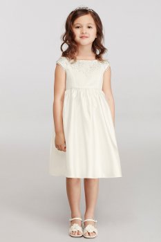 Cap Sleeve Flower Girl Dress with Lace Appliques WG1366