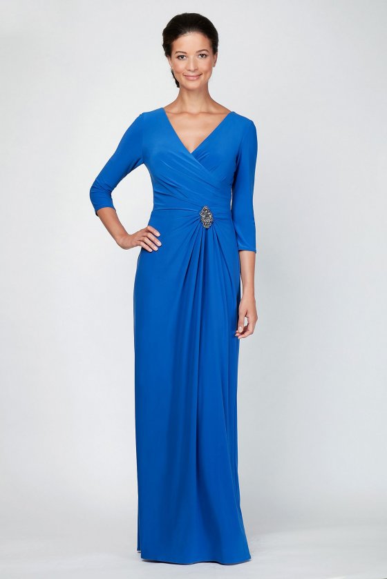 Draped Jersey A-line Dress with Beaded Waist 81351454