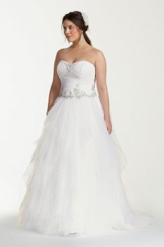 Jewel Tiered Tulle Beaded Plus Size Wedding Dress Jewel 9WG3722