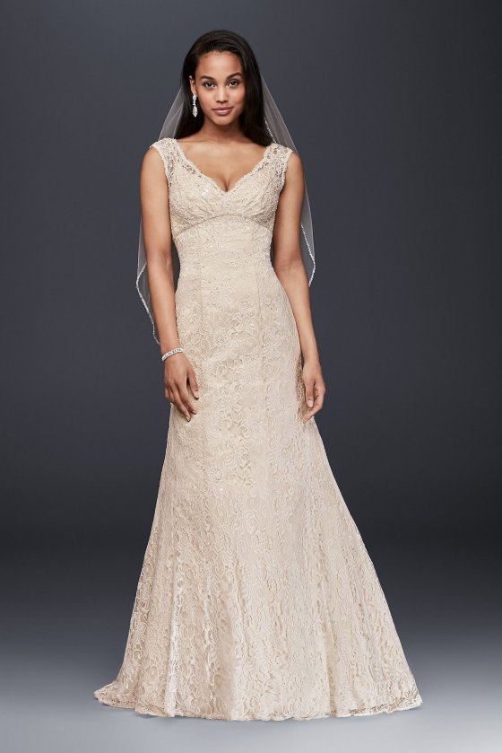 All Over Beaded Lace Trumpet Wedding Dress Collection T9612 [T9612]