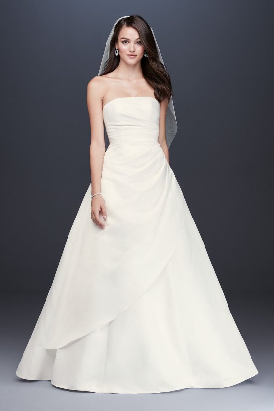 Strapless Satin Draped Skirt A-Line Wedding Dress OP1343 [OP1343]