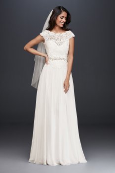 Illusion Lace and Chiffon A-Line Wedding Dress Collection WG3851
