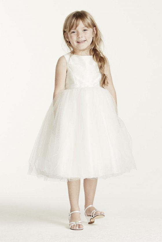 Flower Girl Dress with Tulle and Ribbon Waist OP218 [OP218]