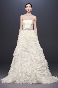 Chiffon Rosette Strapless Ball Gown Wedding Dress CWG805
