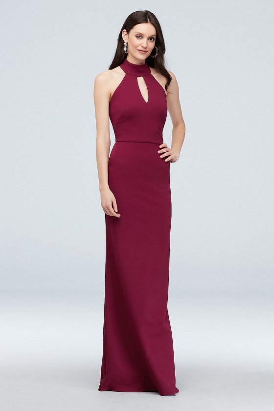 New Style High Neck Long DS270013 Crepe Bridesmaid Dress [MRDS270013]