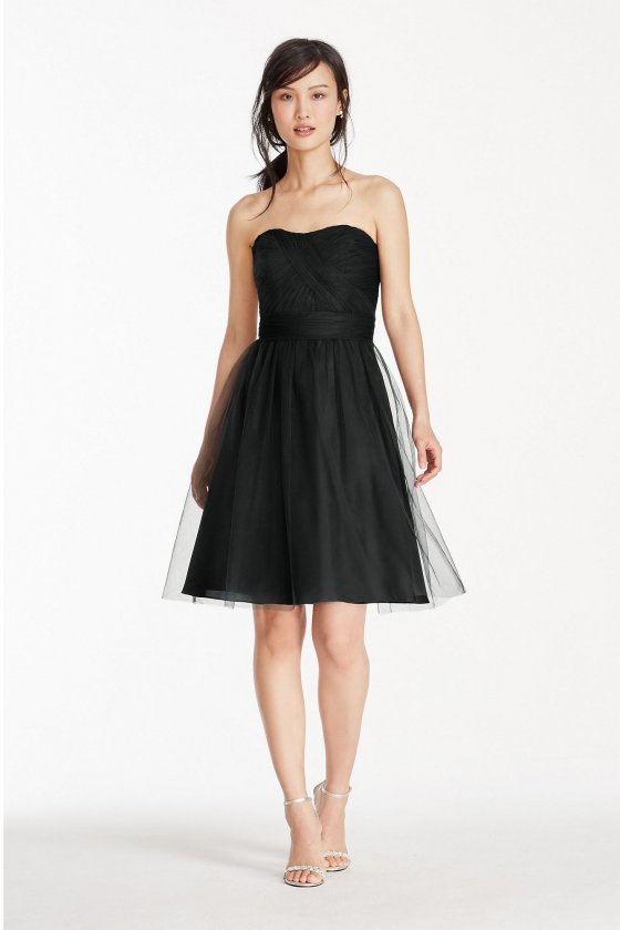 Short Strapless Tulle Dress with Full Skirt F17015
