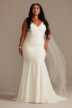 Crepe V-Neck Mermaid Tall Plus Wedding Dress DB Studio 4XL9WG4023