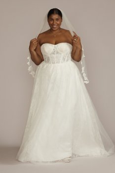 Floral Corset Bodice Tall Plus Wedding Gown DB Studio 4XL9WG4051