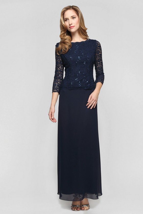 Sequin Lace and Chiffon Mock Two-Piece Gown 112318 [112318]