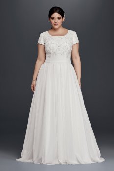 Modest Short Sleeve Plus Size A-Line Wedding Dress Collection 9SLWG3811