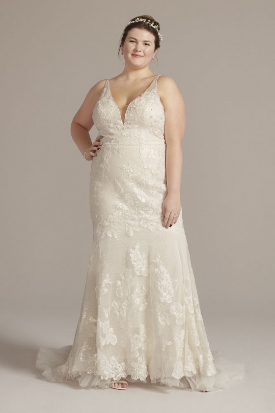 Mermaid Plus Size Wedding Gown with Ruffle Hem Melissa Sweet 8MS251256