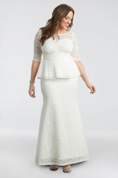 Poised Peplum Plus Size Wedding Gown 19150908