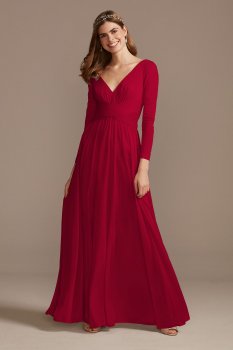 Mesh Illusion Long Sleeve Bridesmaid Dress F20170