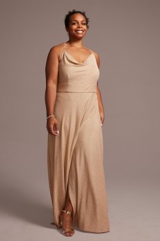 Metallic Cowl Neck Dress with Lace-Up Back DB Studio D21NY2129W
