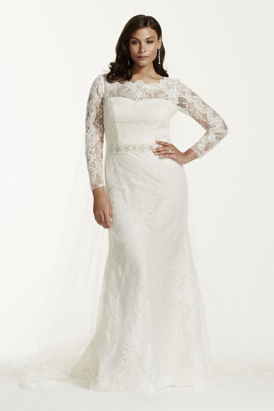 Lace Long Sleeve Sheath Gown with Beading 9SWG685 [9SWG685]