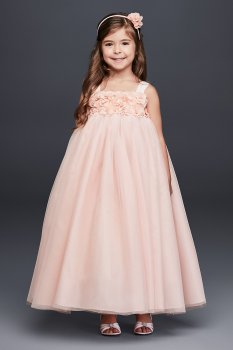 Tulle Flower Girl Dress with 3D Floral Bodice OP241