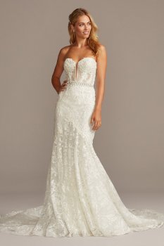 Beaded Brocade Embellished Mermaid Bridal Gown SWG835