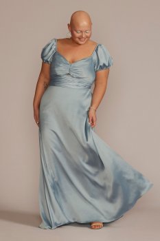 Plus Size Puff Sleeve Satin Gown DB Studio D21NY22152V2W