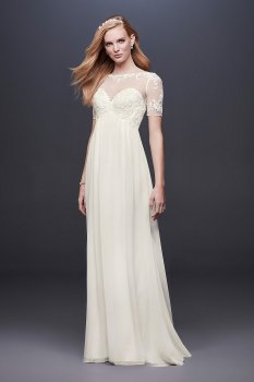 Chiffon Wedding Dress with Illusion Lace Sleeves Collection WG3749