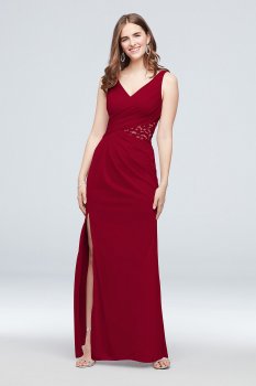 Mesh Tank Bridesmaid Dress with Lace Inset F19983