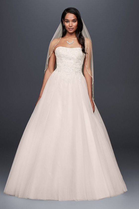 Basque-Waist Beaded Tulle Ball Gown Wedding Dress Collection WG3865 [WG3865]