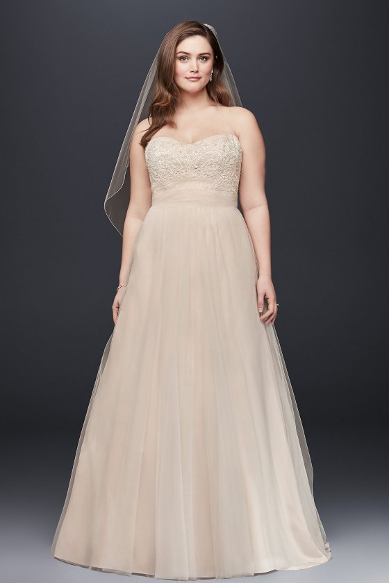 A-Line Beaded Lace Tulle Plus Size Wedding Dress Collection 9WG3586 [9WG3586]