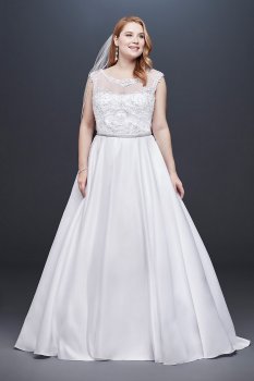 Satin Cap Sleeve Plus Size Ball Gown Wedding Dress Collection 9WG3900