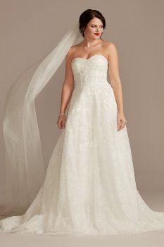 Strapless Pearl Applique Ball Gown Wedding Dress Oleg Cassini CWG892