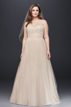 A-Line Beaded Lace Tulle Plus Size Wedding Dress Collection 9WG3586
