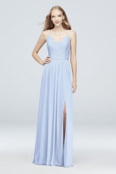 Corded Lace and Mesh Long Bridesmaid Dress F19954