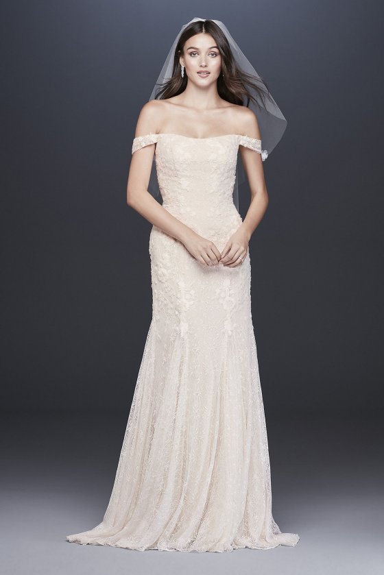 Petite Size Off the Shoulder Long Fit and Flare Bridal Gown Style 7MS251196 [MR7MS251196]