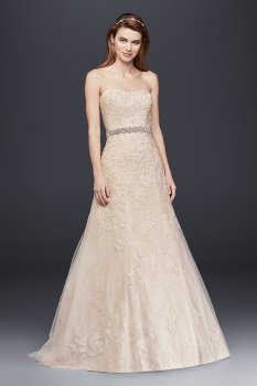 Lace A-Line Wedding Dress with Beading Jewel WG3755