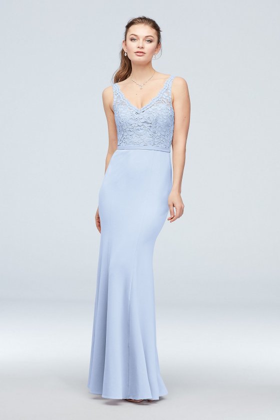Lace and Stretch Crepe V-Neck Bridesmaid Dress F19978 [F19978]