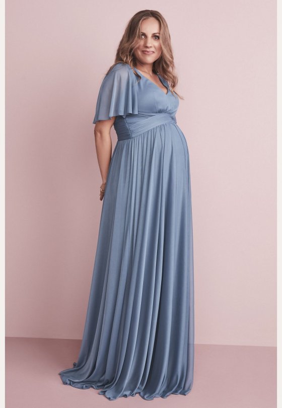 Flutter Sleeves Long Mesh Maternity F20167 Bridesmaid Dress [F20167]