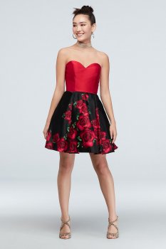 Tie-Corset and Floral Skirt Fit- and-Flare Dress Style 1479BN