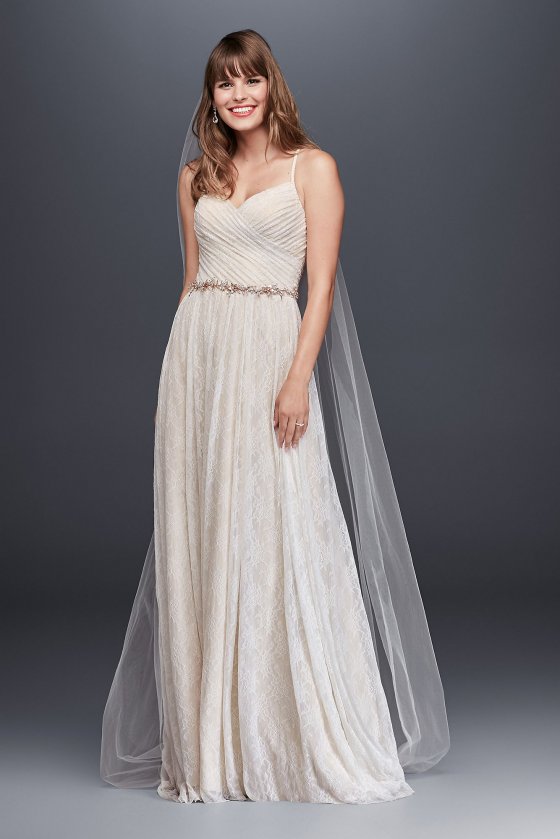 Soft Lace Wedding Dress with Pleated Bodice WG3823 [WG3823]