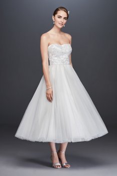 Lace Appliqued Tulle Tea-Length Wedding Dress Collection WG3876