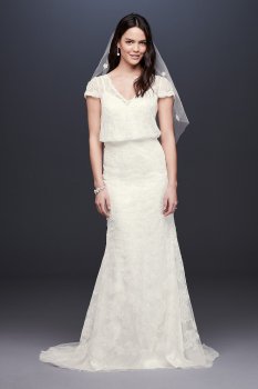 Beaded Blouson Two-Piece Sheath Wedding Dress MS251193