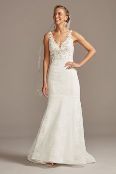 Tank Illusion V Neck Long Fitted MS251211 Bridal Gown