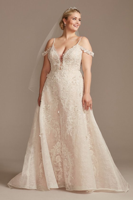 Beaded Applique Plus Size Wedding Dress with Swags 8CWG875 [8CWG875]