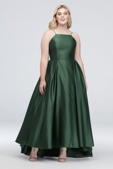 High-Neck Satin Plus Size Ball Gown A20188W
