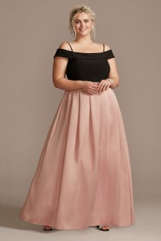 Off-Shoulder Plus Size Gown with Pocketed Skirt Nightway 21935W