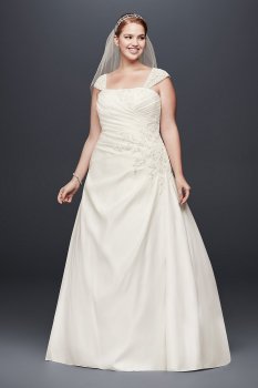 Appliqued Satin Cap Sleeve Plus Size Wedding Dress Collection 9OP1331