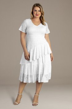 Harmony Tiered Lace Plus Size Short Wedding Dress Kiyonna 19220901